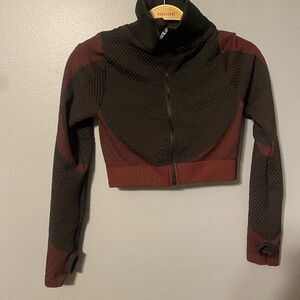 Textured Black and Red Top